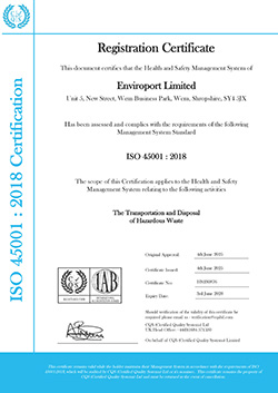 Enviroport Ltd - ISO 45001 Certificate