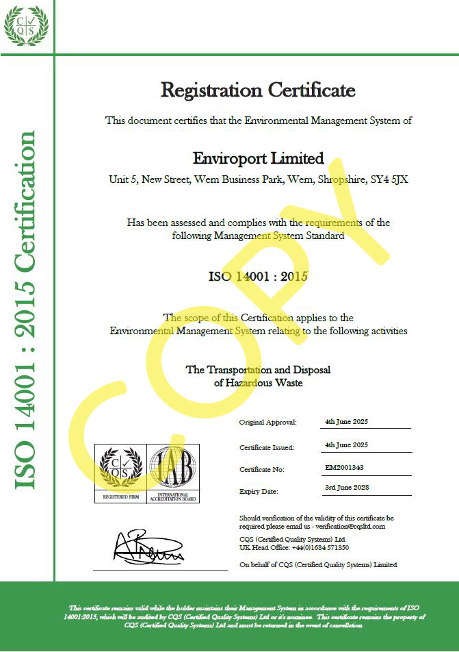 ISO 14001:2015 Certificate
